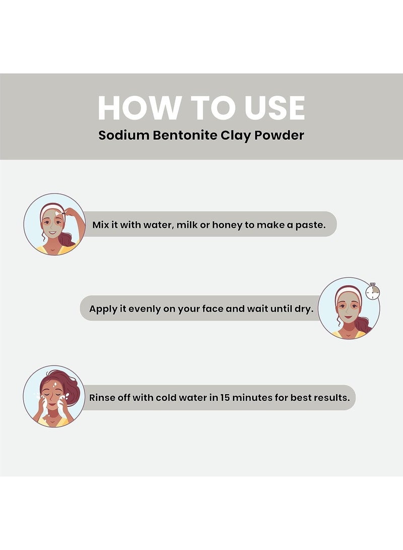 minature mi nature Sodium Bentonite Clay Powder | For Skin Detoxifying, Deep Pore cleansing & Face Mask, Body Mask, Detox Bath| Pure & Natural Mask Powder For All Skin Types & Unisex| 227g(8oz) - Image 3